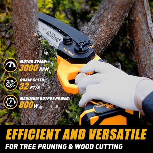 2-in-1 Cordless Mini Chainsaw & Pole Saw – 15FT Extendable Tree Trimmer | 20V Battery-Powered, Lightweightv,Gift for Dad Husband & Safe Garden Tool for Pruning & Wood Cutting