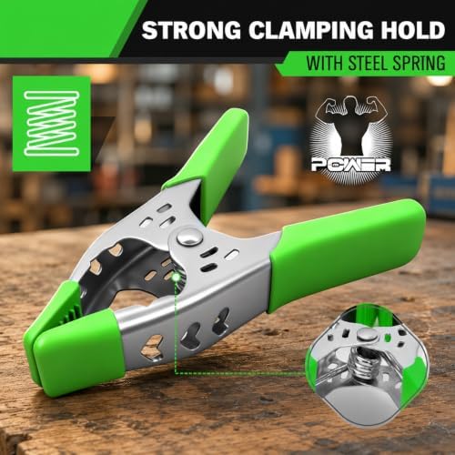 16-Piece 4 inch Spring Clamp, Heavy Duty Metal Spring Clamps, 1.5-inch Jaw Opening Clamps for Backdrop, Pool Cover, Photography