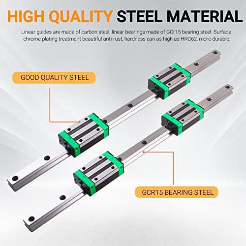 ANWOK 2Pcs Linear Guide Rail HGR20-800mm + 1PCS SFU/RM1605-850mm Anti-Backlash Ballscrew with BF12/BK12 Kit, DSG16H Nut Housing Ball Screw Set for CNC, as Shown, sfu1605-850mm, WMB4158A1