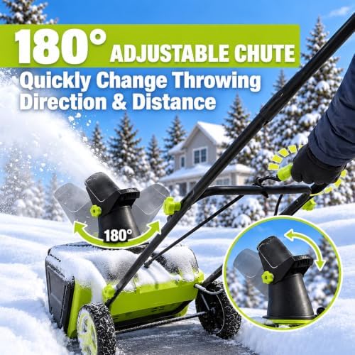 Snow Blower Cordless, 40V Snowblower Battery Powered 3500 W Brushless Motor, 20" Path, 25ft Max Throw, LED Lights for Driveway and Entryway