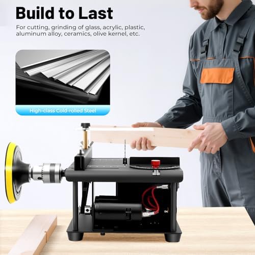 Mini Table Saw 200W Portable Desktop Electric Saw with 7-Speed and 0-90° Angle Adjustment, Multi-Functional Tool for Wood Acrylic Plastic and PCB Cutting Engraving Drilling