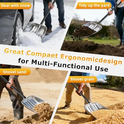 Metal Snow Shovel, Snow Shovel for Driveway, D-Handle, Wide & Durable