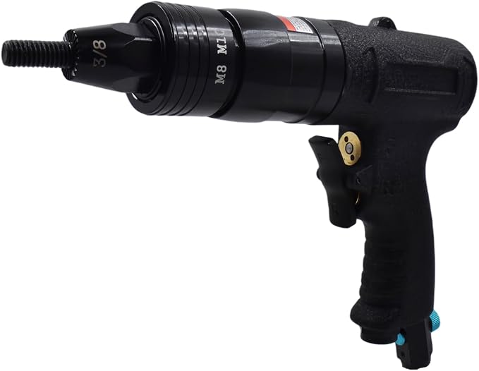 Pneumatic Rivet Nut Gun Air Rivet Nut Pull Setter Riveting Fastening Tool 1/4 5/16 3/8 Riveting Mandrels Quick Change Locking Nozzle Bolts Adapter Drill For Air Rivet Nut Insert Installation Tool
