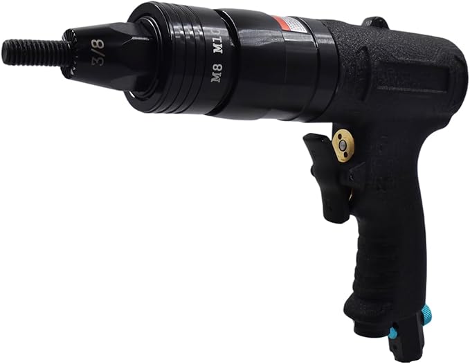 Pneumatic Rivet Nut Gun Air Rivet Nut Pull Setter Riveting Fastening Tool 1/4 5/16 3/8 Riveting Mandrels Quick Change Locking Nozzle Bolts Adapter Drill For Air Rivet Nut Insert Installation Tool