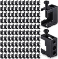 Tandefio 100 Pcs 1/4"-20 Spring Steel Beam Clamps Metal Beam Hanger, Black