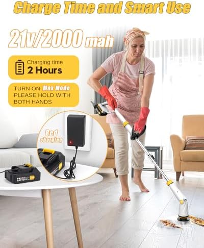 Qimedo Electric Spin Scrubber Q2, 4000mAh Battery, 1500RPM High Power