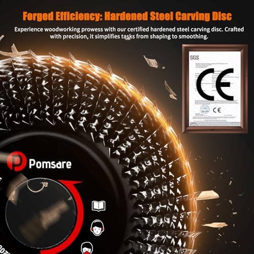 Pomsare 13PCS Angle Grinder Polishing Pad Sanding Disc, Wood Carving Disc Set for 4 1/2 Angle Grinder Attachments, Tungsten Carbide Cutting Wheel Stump Grinder for Wood Grinding, Shaping and Sanding