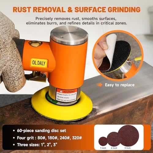 1/2/3" Mini Random Orbital Air Sander Pneumatic DA Polisher Kit