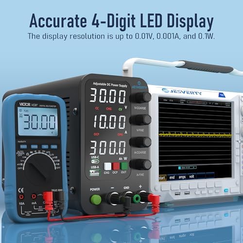 DC Power Supply Variable, 0-32V 0-10A Switching Bench Power Supply with Intelligent Charging Mode, 20W USB & Type-C Quick-Charge, Encoder Knob, Output Switch, 4-Digit LED Display - SPS-3010C
