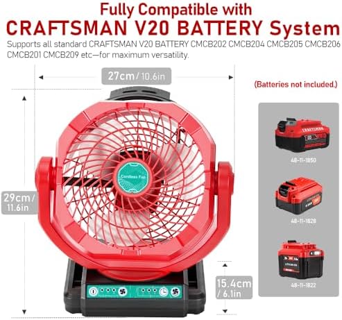 Cordless Oscillating Fan Compatible with Craftsman V20 (Tool Only)