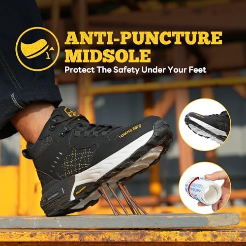 Steel Toe Work Shoes for Men Women, Puncture Resistant Safety Work Boots, 6" Lightweight Comfortable Industrial Construction Boot, Indestructible Utility Sneakers