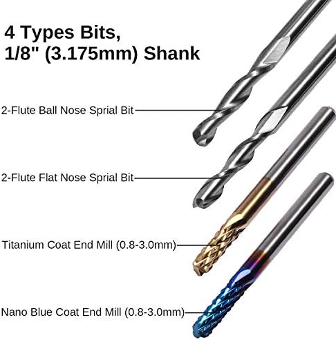 Genmitsu 40pcs End Mills CNC Router Bits, 1/8" Shank