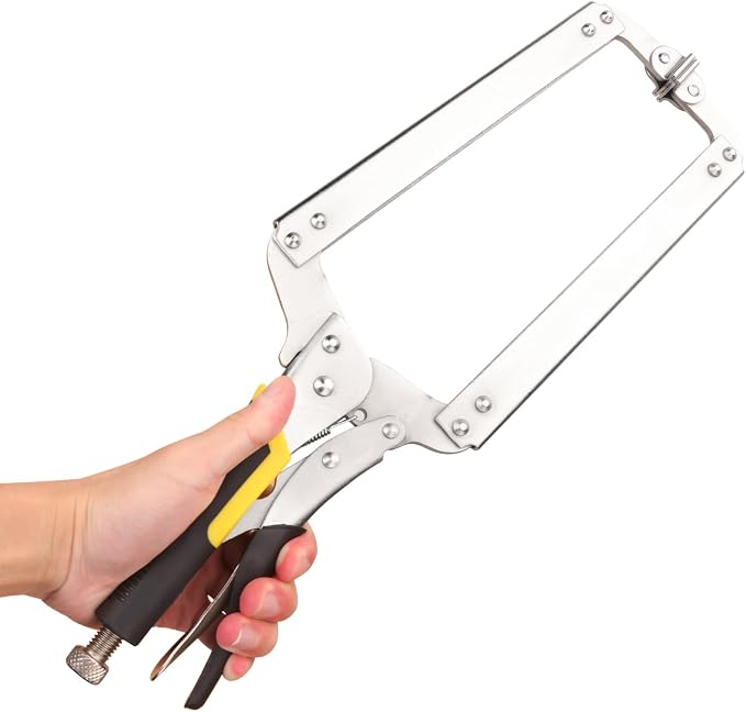 2 Pack 18 Inch C Clamp Locking Pliers with Swivel Pads, 18 Inch Heavy Duty C Clamp Welding Pliers for Woodworking and Home Improvement