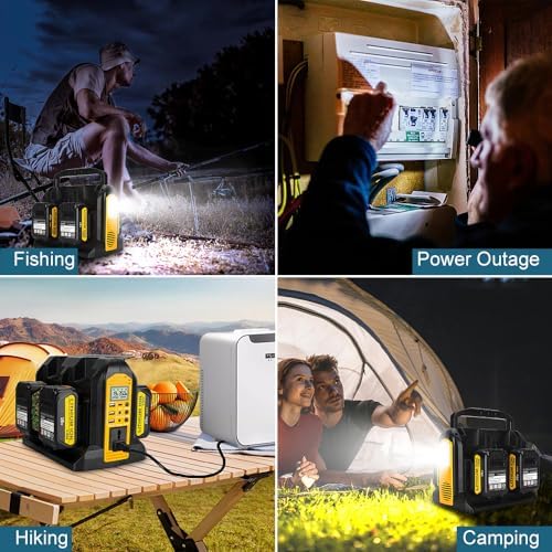 Choerinton 350W Power Inverter for Dewalt 20v 60V Battery 4-Ports DC 20V to AC 110-120V Pure Sine Wave Battery Inverter with LED Light, 3 USB-A Port,1 Type-C Port,1DC Port for Camping Emergency