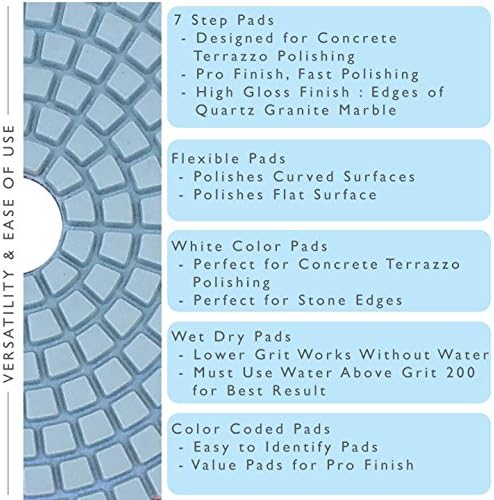 PPW119D Diamond Polishing Pads 4 Inch Grit 50 - For Concrete Marble Terrazzo Floor Granite Stone Counter Edge Wet Polishing - Pack of 2