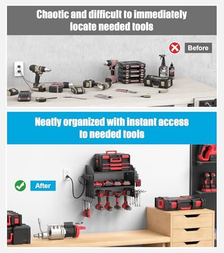 CCCEI Modular Power Tool Organizer Wall Mount with Charging, Black, 1 Pack