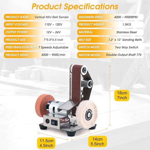 Mini Belt Sander for Knife Making, 3 IN 1 Electric Power Bench Belt Sanders