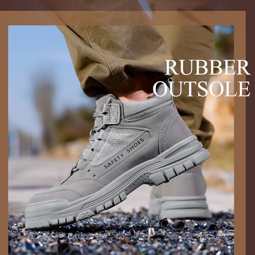 GUSAYEX Steel Toe Boots for Men Puncture Resistant Work Boots