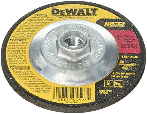 Dewalt DW4523 20 Pack 4-1/2-Inch by 1/4-Inch by 5/8-Inch General Purpose Metal Grinding Wheel