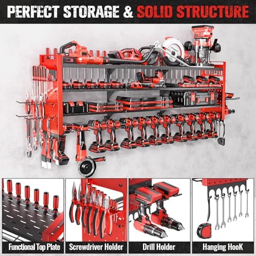 49.8" Power Tool Organizer Wall Mount,Holds 14 Cordless Drills