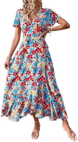 PRETTYGARDEN Women's Boho Floral Summer Maxi Dresses