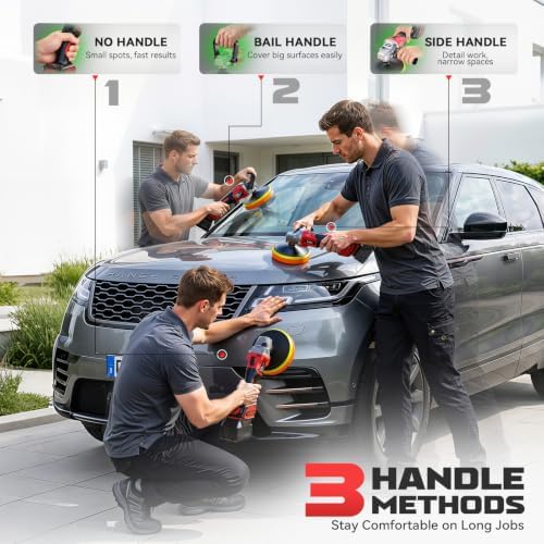 Ecarke 7-Inch Cordless Car Buffer Polisher Kit Compatible with Milwaukee 18V Battery(Tool Only), Brushless Car Polisher with 7 Variable Speed 6000RPM, 16PCS Polishing Accessoriesor for Car Detailing