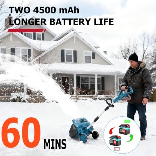 Cordless Snow Shovel with Wheels, 16 Inch Brushless Electric Snow Blower