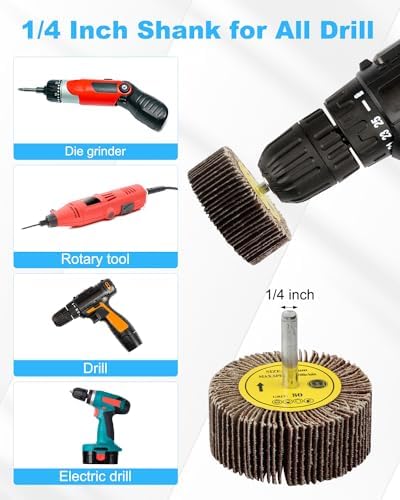 Rocaris 96 Pack 1/4" 80 Grit Abrasive Flap Wheel Sander Set