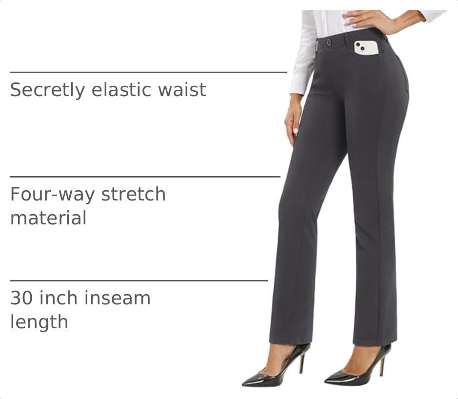 Stelle Women’s 30 Inch Straight Leg Work Pants Stretch Business Casual