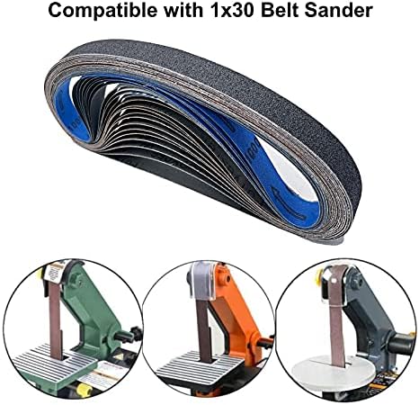 1x30 Inch Silicon Carbide Sanding Belts, 4 PCS Each of 80,120, 240, 400, 800,1000 Grits Knife Sharpening Belt Kits for 1 x 30 Inch Belt Sander, 24 Pack