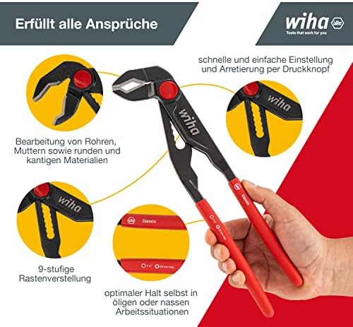 Wiha Z22030001 Pipe Wrench Basic with Button Adjustment 300 mm