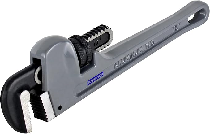 10 Inch Aluminum Pipe Wrench, 1-5/8"/41mm Adjustable Cr-Mo Jaw Opening Heavy Duty Straight Handle Plumbing Wrenches, Perfect Plumbers Tool Exceed GGG Standard