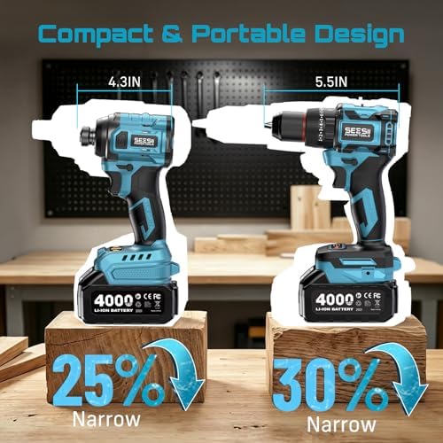 SEESII Cordless Drill & Impact Driver Combo Kit for DIY Home