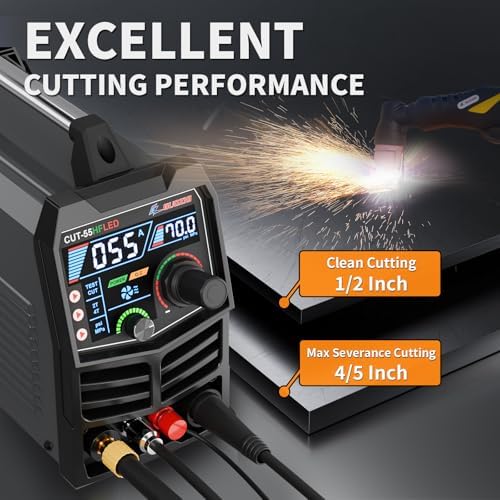 GZ GUOZHI Plasma Cutter 55Amp High Frequency Non-Touch Arc Digital Screen Display DC Inverter 110/220V Dual Voltage Blowback Plasma Cutting Machine CUT-55HFLED