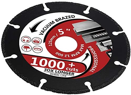 5" Diamond Metal Cutting Disc Diamond Cut Off Wheel for Cutting Steel Rebar, Sheet Metal, Ductile Pipe, Angle Iron, Stainless Steel and Similar Materials (5-1pc)