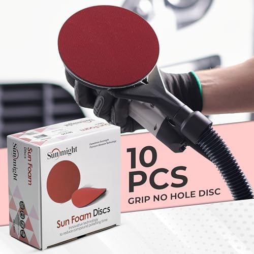 Sunmight Sunfoam Grip No Hole 6 Inch Sanding Discs - 1000 Grit Wet Dry Sandpaper for Car Paint, Headlight, Metal, Wood - Hook & Loop for Orbital & DA Sanders - Polishing & Finishing Abrasive (10 Pcs)