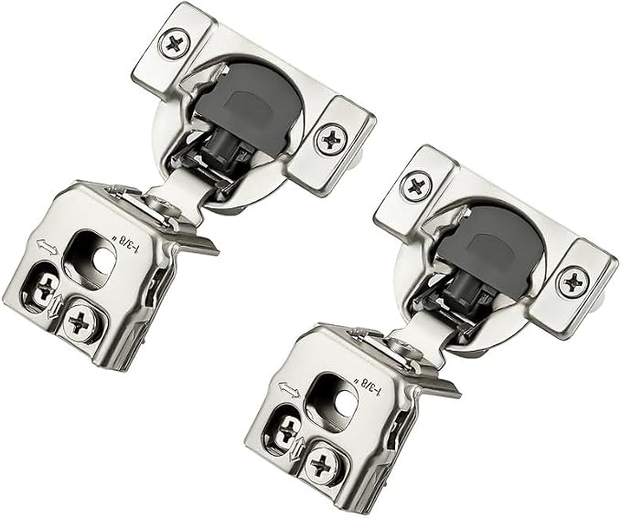 10 Pack 5 Pairs 1-3/8 inch Overlay Soft Close Hinges for Kitchen Cabinet Hinges Satin Nickel Hidden Hinges Stainless Steel Concealed Hinge self Closing