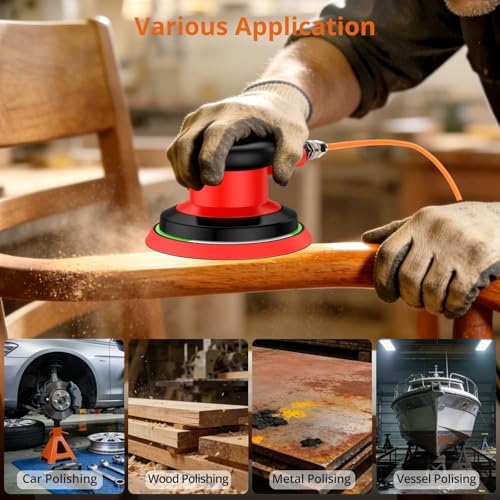 Proster 5" Air Orbital Sander Pneumatic 12000 RPM 5mm Orbit 20pc Kit