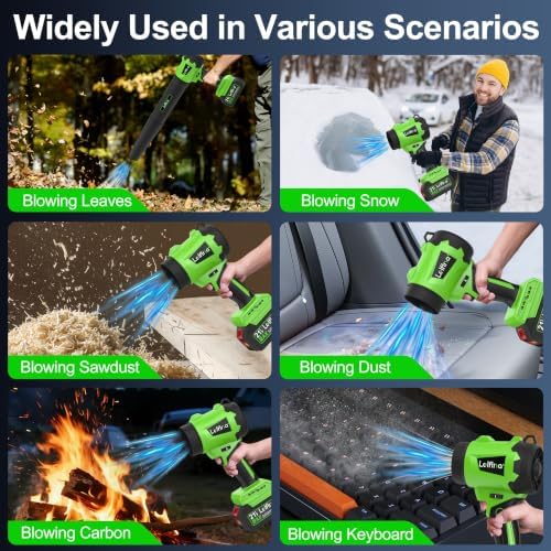 Cordless Leaf Blower, 6 Variable Speeds, 2×3.0Ah Batteries & Charger