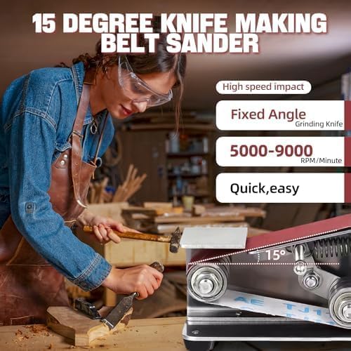 Mini Belt Sander, 7-Speed Knife Sharpener & Belt Grinder for Knife Making