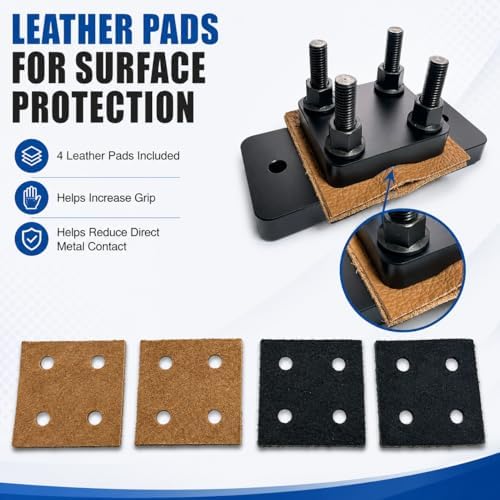 Heavy Duty Barrel Vise Tool, Aluminum Barrel Clamp with Leather Inserts, Non-Marring Bench Vise Clamp, Fits 0.67" to 1.375" Outside Diameter