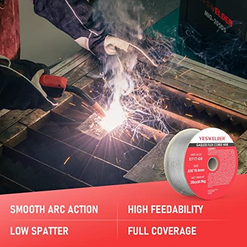 YESWELDER Flux Core Gasless MIG Welding Wire, E71T-GS Mild Carbon Steel