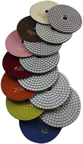 7 Pcs Wet 4" Diamond Polishing Pads Set for Granite Marble Concrete Stone Polish