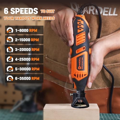 HARDELL 180W Corded Rotary Tool Kit 6 Variable Speeds with Flex Shaft