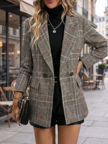 Mina Self 2026 Women's Fall Plaid Blazer Houndstooth Jacket Business Casual
