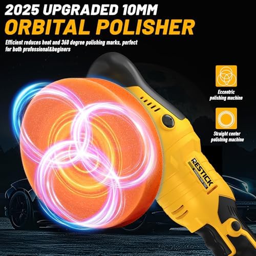 Cordless Buffer Polisher Compatible with Dewalt 20V Battery, 10000RPM Brushless High Power | Dual Action | 6 Variable Speed | 6-Inch Orbital Polisher for Car Detailing and Polishing Waxing (Tool Only)