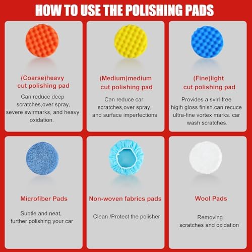 AOBEN Cordless Car Polisher,6 Inch Car buffer Waxer Kit with 3X2000mAh Batteries,6 Variable Speed &10 Polishing Pads,Brushless Cordless Polisher for Car Detailing/Waxing/Polishing/Scratch Removing