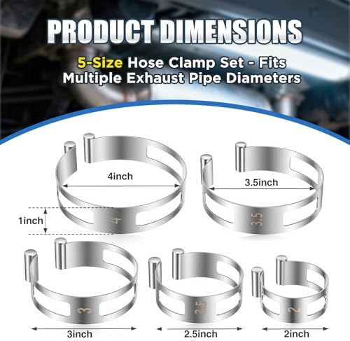 Hicarer 5 Pcs Exhaust Pipe Tacking Band Welding Clamp-on Kit, 2"-4"