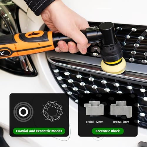 GLEX Cordless Mini Polisher, 12V Cordless Scratch Repairer, Mini Cordless Car Polisher with Polishing Pad and Wool Pad, Premium Set for Polishing, Sanding and Cleaning.