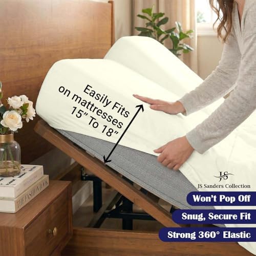JS Sanders Collection Split Head Sheet Set 4PC Cal. King Size, Ivory